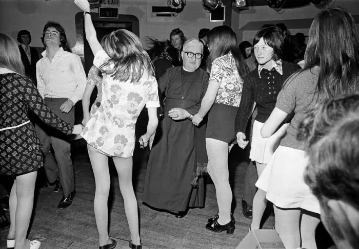 Framed Print : The Bishop of Durham, Dr. Ian Ramsey, dancing with fifteen-year-old Isobel Brennan