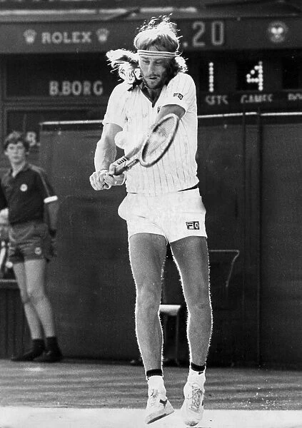 Bjorn Borg in action at Wimbledon tournament - July 1980 04  /  07  /  1980