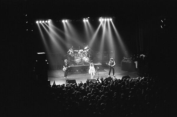 Black Sabbath rock group in concert during their Heaven and Hell tour
