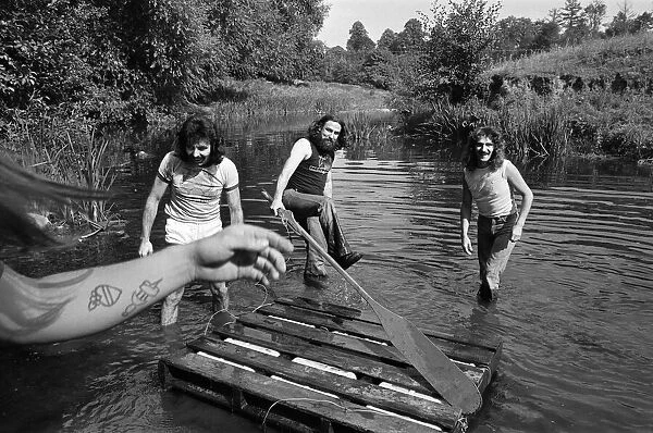 Black Sabbath rock group pictured at Monmouth, relaxing