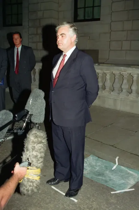 Framed Print : Black Wednesday. Chancellor of the Exchequer Norman Lamont gives a press conference Framed Print : Black Wednesday. Chancellor of the Exchequer Norman Lamont gives a press conference