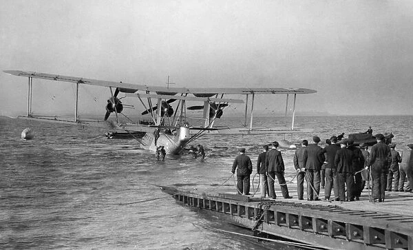 A Blackburn Perth aircraft of 204 Squadron seen here being launched from the slipway of
