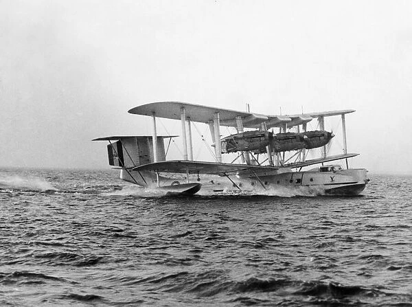 A Blackburn Perth aircraft of 209 Squadron seen here taking off from the sea near