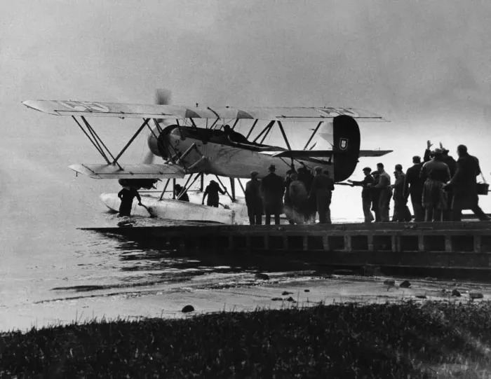 Framed Print : A Blackburn Shark seaplane bound for the Portuguese Airforce seen here on the slipway of