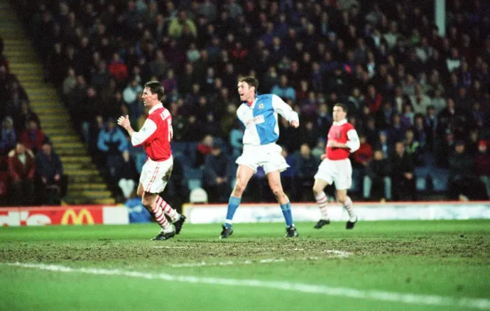 Framed Print : Blackburn v Arsenal league match at Ewood Park, Wednesday 8th March 1995 Framed Print : Blackburn v Arsenal league match at Ewood Park, Wednesday 8th March 1995