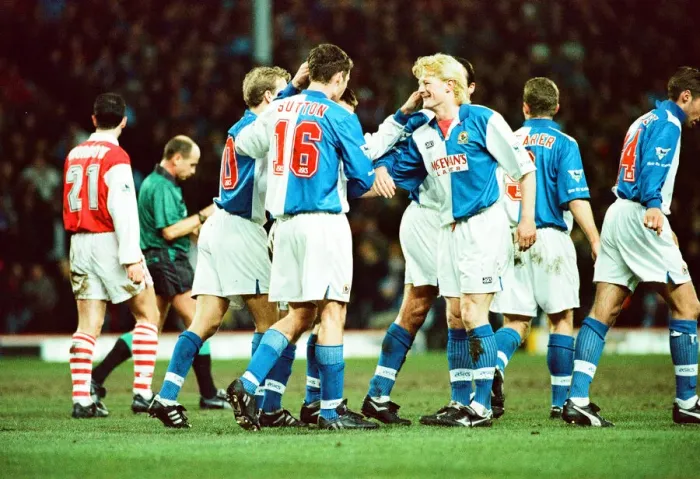 Framed Print : Blackburn v Arsenal league match at Ewood Park, Wednesday 8th March 1995 Framed Print : Blackburn v Arsenal league match at Ewood Park, Wednesday 8th March 1995