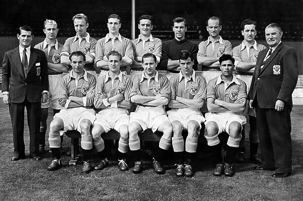 Blackpool A. F. C. : Back row: left to right - J. Lynas (Trainer); J. Wright; T. Garrett; D