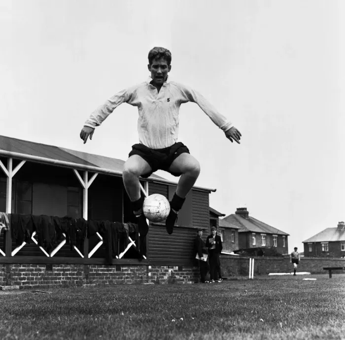 Framed Print : Blackpool and England footballer Alan Ball in training for the upcoming season Framed Print : Blackpool and England footballer Alan Ball in training for the upcoming season