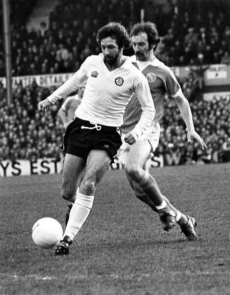 Blackpool V Bolton. Peter Nicholson beats Bob Hatton in this race for the ball