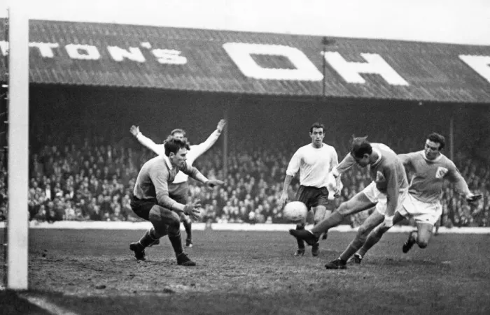 Framed Print : Blackpool v. Stoke. Robson of Blackpool cracks the ball straight toward Stoke Framed Print : Blackpool v. Stoke. Robson of Blackpool cracks the ball straight toward Stoke