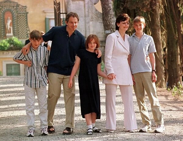 Blair Family Holiday 1998 Tuscany Italy. From L to R Nicholas Blair, Tony Blair PM