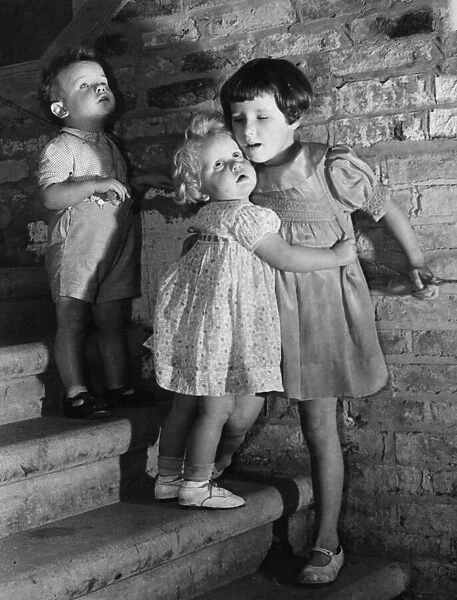 Blind children in air raid shelter in London. In September 1940 the Luftwaffe began its