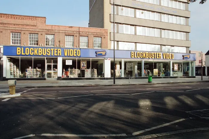 Framed Print : Blockbuster Video, 78 Coombe Lane, Raynes Park, Wimbledon, London, 8th November 1990 Framed Print : Blockbuster Video, 78 Coombe Lane, Raynes Park, Wimbledon, London, 8th November 1990