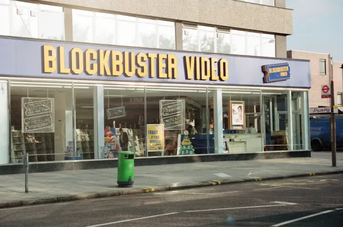 Framed Print : Blockbuster Video, 78 Coombe Lane, Raynes Park, Wimbledon, London, 8th November 1990 Framed Print : Blockbuster Video, 78 Coombe Lane, Raynes Park, Wimbledon, London, 8th November 1990