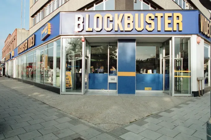 Framed Print : Blockbuster Video, 78 Coombe Lane, Raynes Park, Wimbledon, London, 8th November 1990 Framed Print : Blockbuster Video, 78 Coombe Lane, Raynes Park, Wimbledon, London, 8th November 1990
