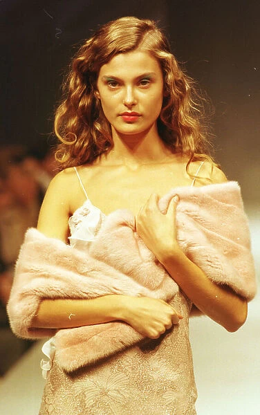 Bluemarine Fur Wrap March 1999 modelled by Aurelie Claudel for Milan fashion Week