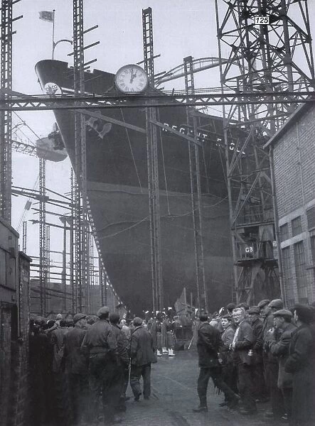 Blythswood Shipbuilding Co Ltd yard February 1959. Workers at the launch of the Regent