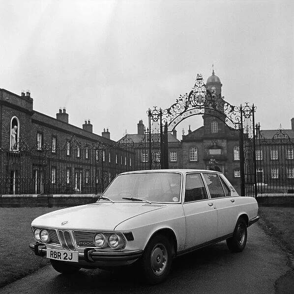 A BMW parked outside Sir William Turners Almshouses, Kirkleatham, North Yorkshire
