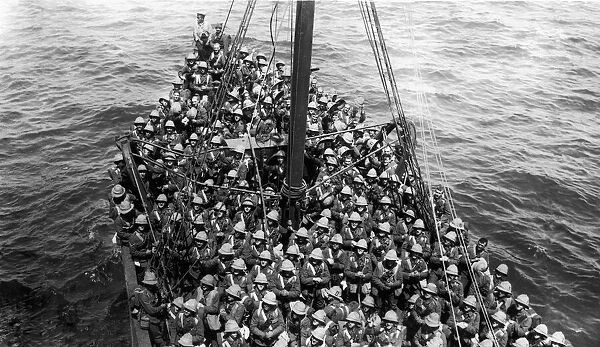 A boat carrying Lancashire Fusiliers, bound for the main landings at Helles