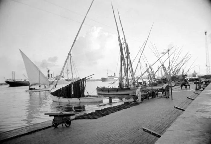 Framed Print : Boats in the dock in Somaliland Circa 1935 Framed Print : Boats in the dock in Somaliland Circa 1935