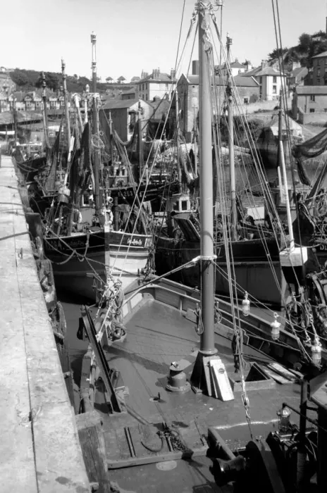 Framed Print : Boats of Fishing fleet at Brixham, Devon, which are laying idle in harbour during Framed Print : Boats of Fishing fleet at Brixham, Devon, which are laying idle in harbour during