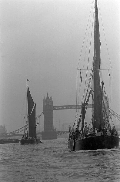 Boats River Thames Barges, July 1972. Two Thames barges built at the start