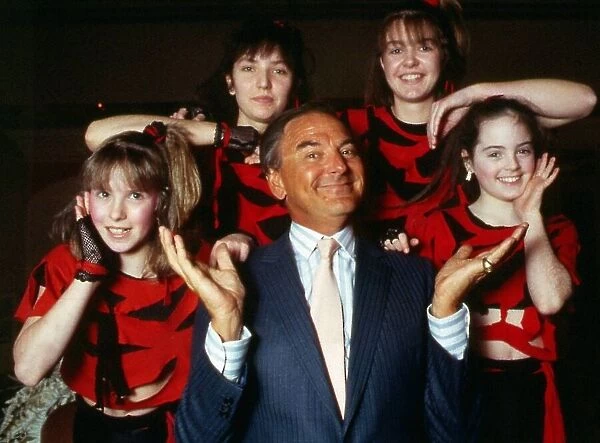 Bob Monkhouse with dance troupe Red Alert March 1987