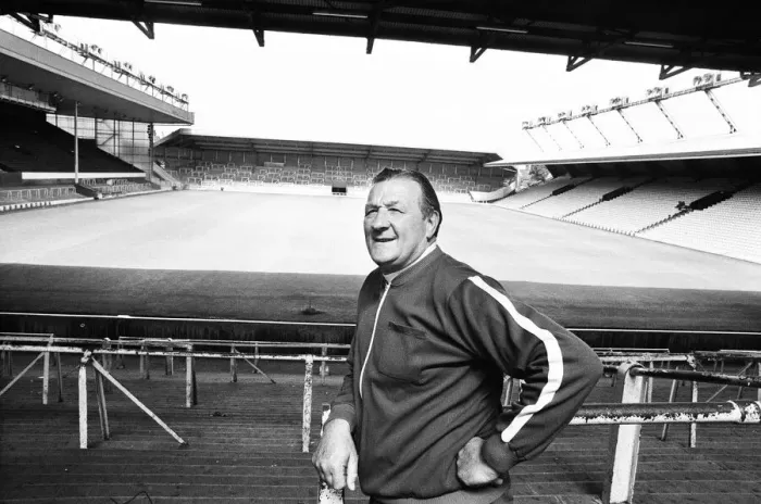 Framed Print : Bob Paisley at Anfield after taking over as Liverpool manager following the resignation Framed Print : Bob Paisley at Anfield after taking over as Liverpool manager following the resignation
