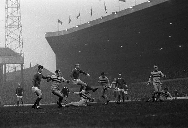Bobby Charlton in action for Manchester United against West Ham at Old Trafford