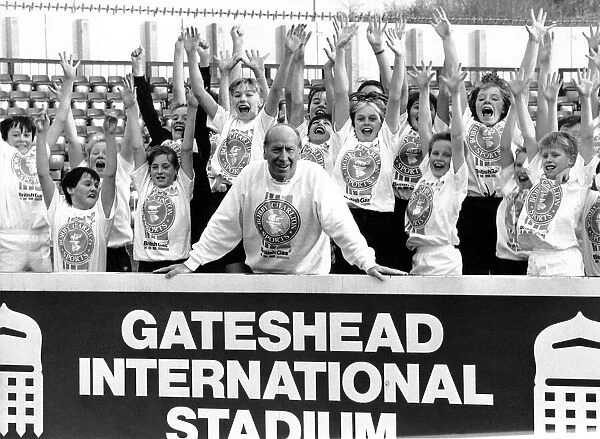 Bobby charlton at Gateshead International Stadium launching a series of sports school in
