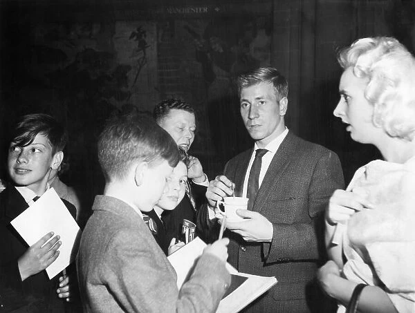 Bobby Charlton, Manchester United Footballer, has a cup of tea at the Civic reception in