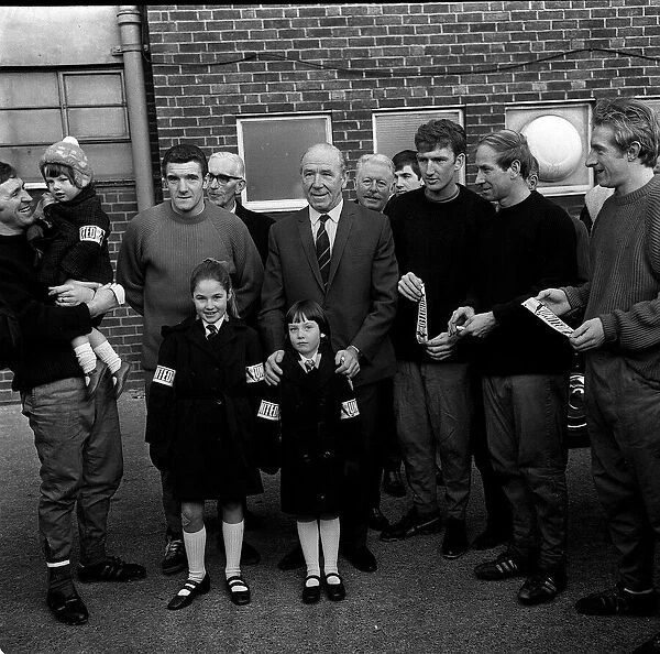 Bobby Charlton other members of Man Utd 1967 schoolgirls and safety armbands