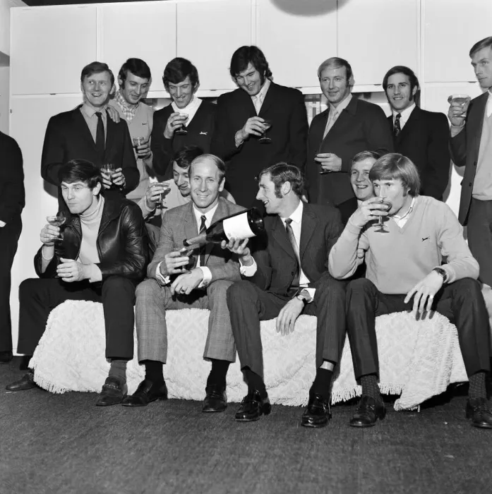 Framed Print : Bobby Charlton opens Tony Books fitted furniture business