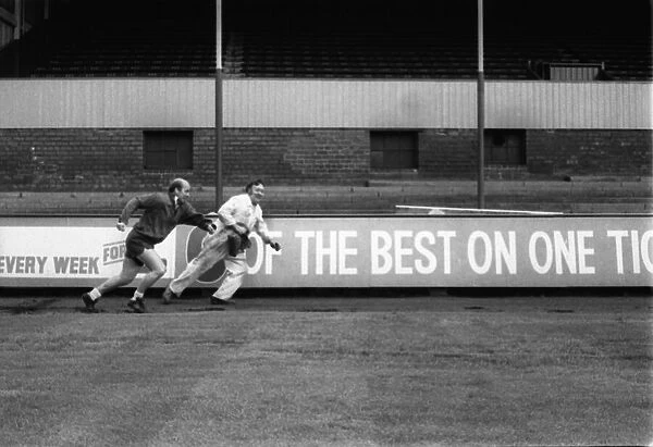 Bobby Charlton Preston North End player manager pictured training at Deepdale Stadium