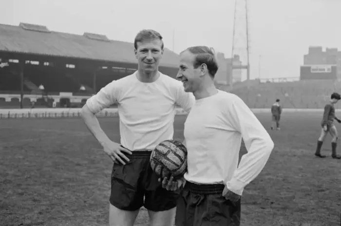 Framed Print : Bobby Charlton (right) and his brother Jack Charlton pictured together during an England Framed Print : Bobby Charlton (right) and his brother Jack Charlton pictured together during an England