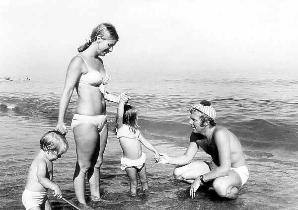 Bobby Moore Football Player on holiday with his wife and children on Spain