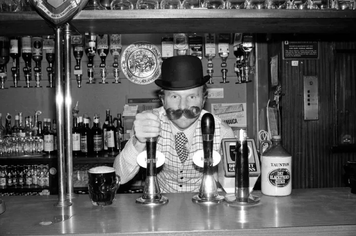 Framed Print : Bobby Moore preparing for the opening of his own public house called Moore Framed Print : Bobby Moore preparing for the opening of his own public house called Moore