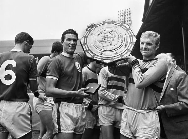 Bobby Moore of West Ham and Ron Yeats of Liverpool with Charity Shield
