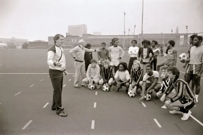 Framed Print : Bobby Robson England manager coaching a group of yongsters youths September 1983 Framed Print : Bobby Robson England manager coaching a group of yongsters youths September 1983
