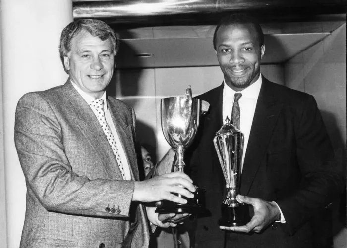 Framed Print : Bobby Robson (left) Cyrille Regis (right) at The Midland society Writers annual dinner Framed Print : Bobby Robson (left) Cyrille Regis (right) at The Midland society Writers annual dinner