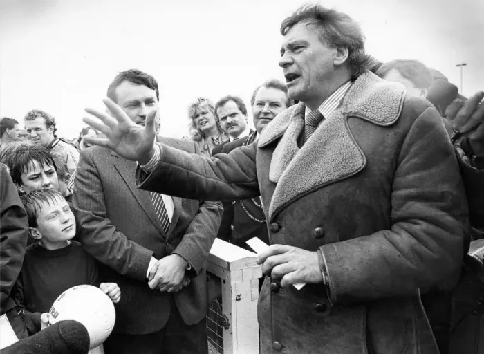 Framed Print : Bobby Robson at the Lightfoot Sports Stadium in Wharrier Street Framed Print : Bobby Robson at the Lightfoot Sports Stadium in Wharrier Street