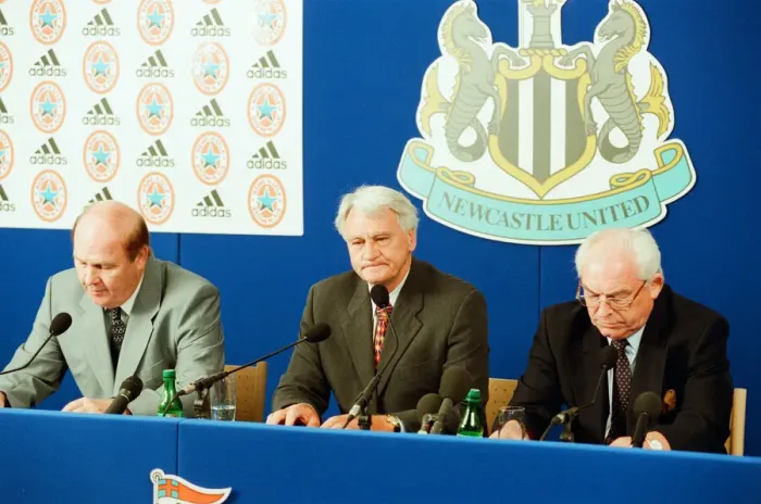 Framed Print : Bobby Robson, news press conference, to officially present him to the media as new Framed Print : Bobby Robson, news press conference, to officially present him to the media as new