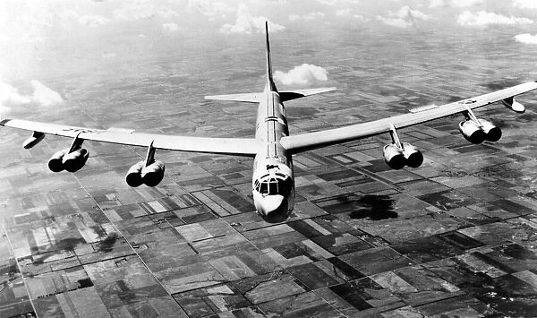 The Boeing B-52 Stratofortress long-range, subsonic, jet-powered strategic bomber