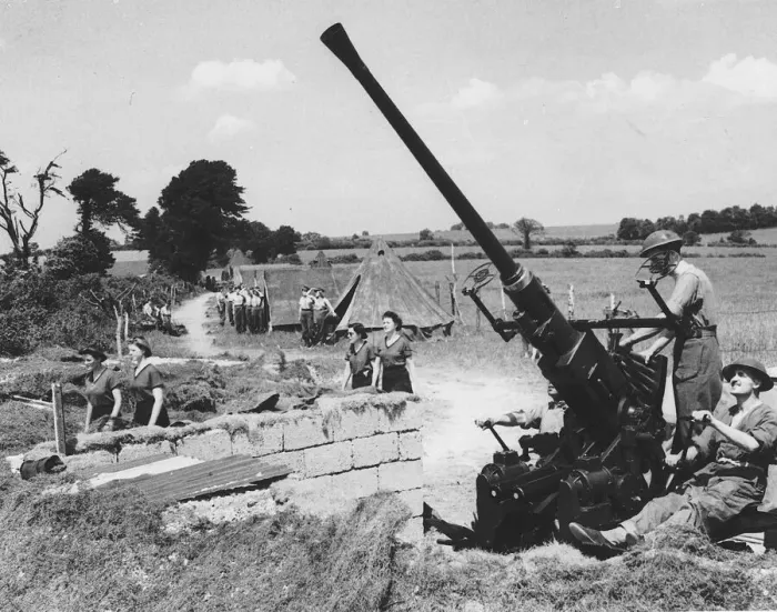 Framed Print : A bofors gun manned by regular soldiers on the mixed battery during WW2 1944