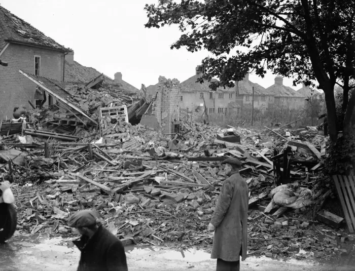 Framed Print : Bomb damage after Air Raid, Solihull, Birmingham, 27th July 1942