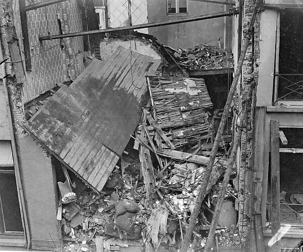 Bomb damage in Antwerp the result of one of the three air raids made on the city by