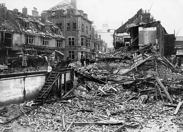 Bomb damage to Bridlington in the North East of England after Germain airmen of