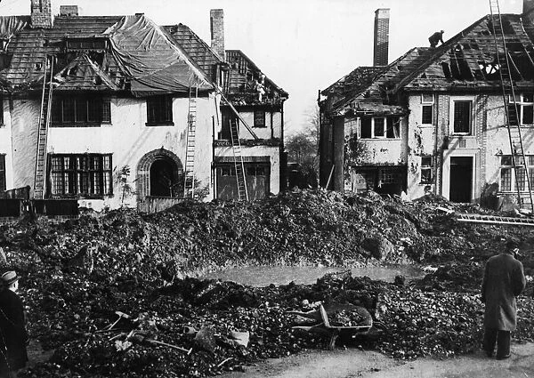 Bomb damage in Bristol after an air raid by the Nazi German Luftwaffe during