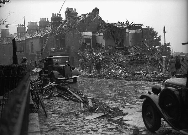 Bomb damage to building during WW2