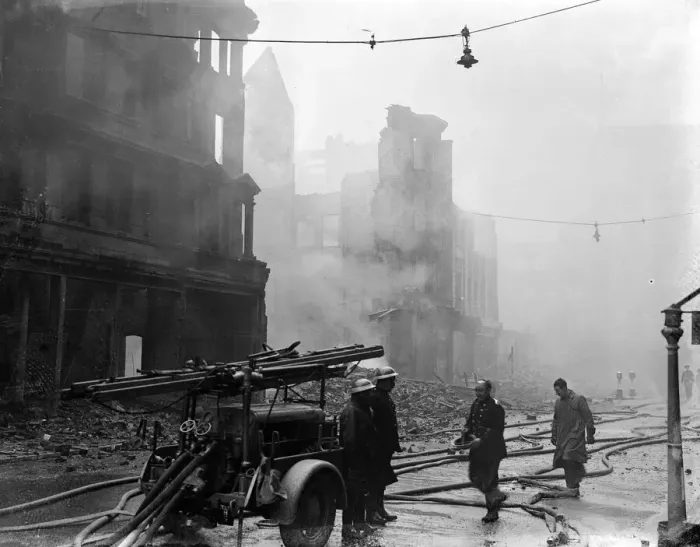 Framed Print : Bomb damage to Bull Ring, High Street, Birmingham, after air raid on night of 9th April Framed Print : Bomb damage to Bull Ring, High Street, Birmingham, after air raid on night of 9th April